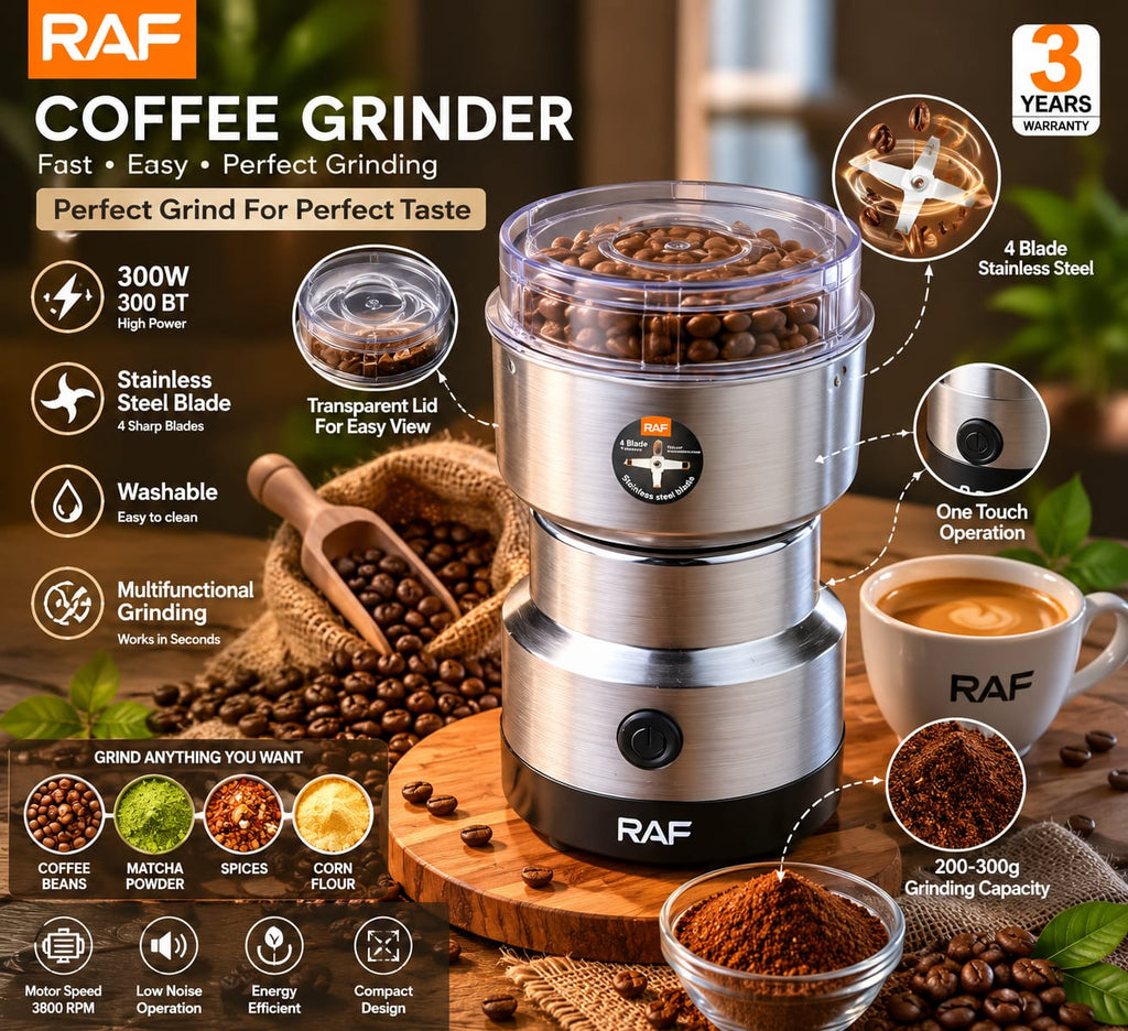 RAF Coffee Grinder 300W – Stainless Steel | Multifunctional | R.7113