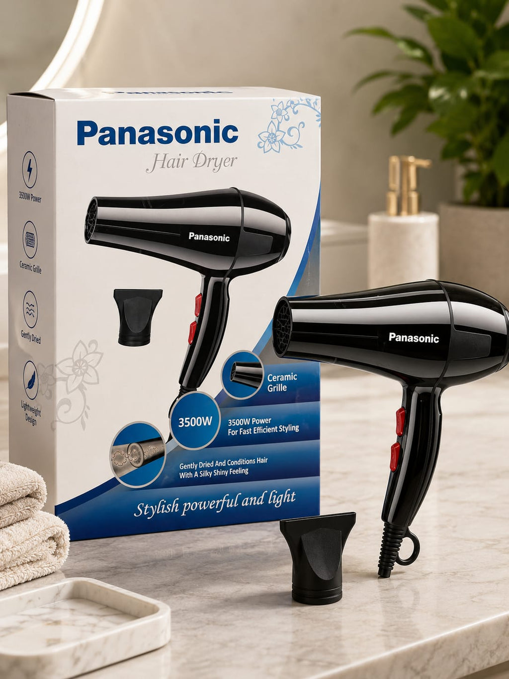 Panasonic Hair Dryer 3500W – Ceramic Grille | Fast Drying & Styling